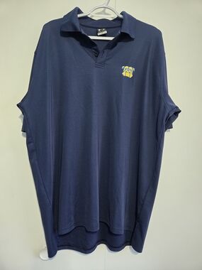 Under Armour Navy Polo Shirt LG Bulldog Logo Performance Stretch Golf Casual